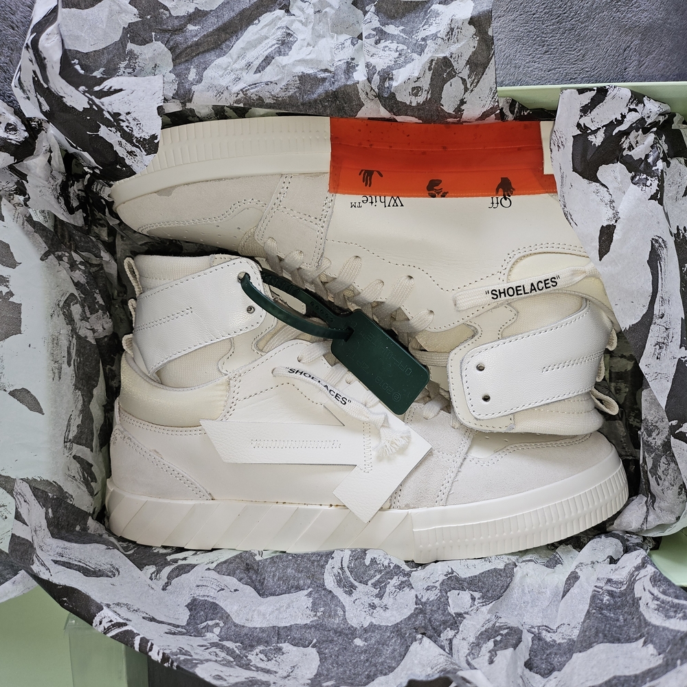 White High-Top Sneakers with Orange Accent